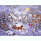 Painting by Numbers Christmas Christmas Village with Horse-Drawn Carriage